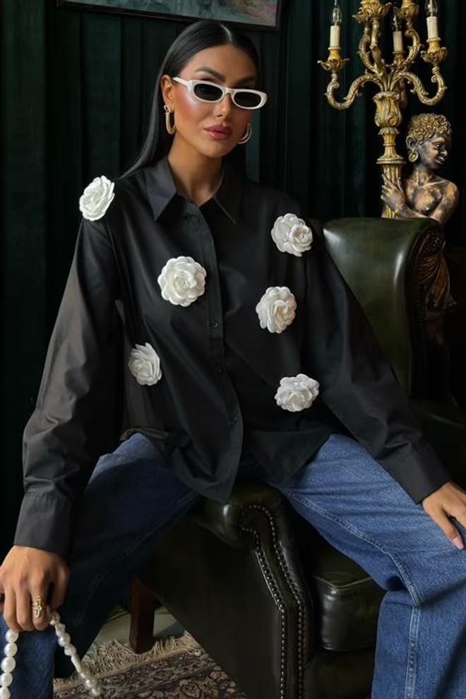 Poplin Shirt Rosa Black